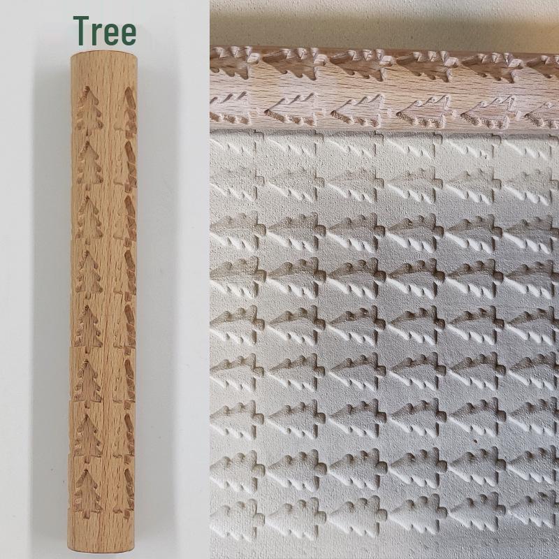 Wave Pattern Wooden Clay Roller for Pottery and Sculpture