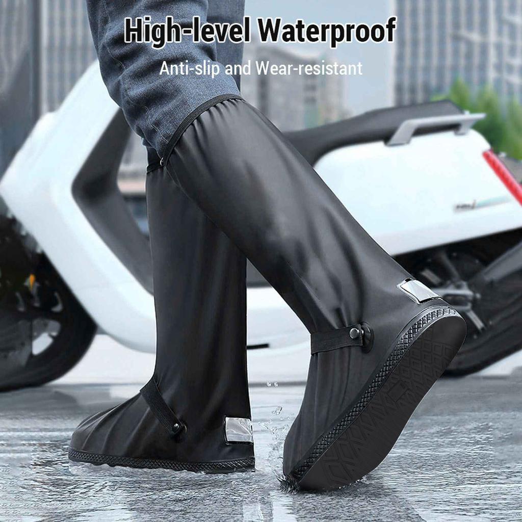 1 Pair Rain Shoe Covers PVC Foldable Water Resisting High Tube Rain Boot Covers for Cycling Skiing Fishing Climbing