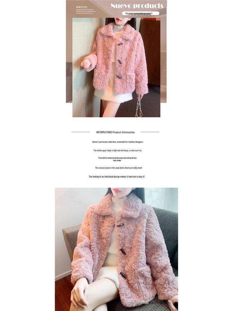Fleece-Lined Lamb Wool Coat for Women - 2025 Autumn/Winter Short Style