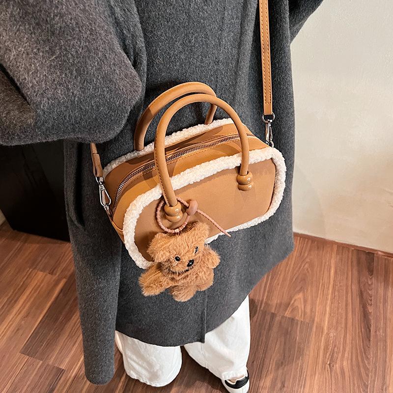 Vintage Plush Bag Bag Women'S Tide Deerskin Velvet Bowling Bag Crossbody Small Square Bag