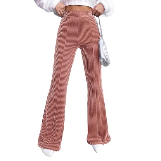 Retro Corduroy Flared Pants High Waisted Wide Leg Trousers for Women Solid Color Loose Casual Pants for Work Travel And Daily Wear