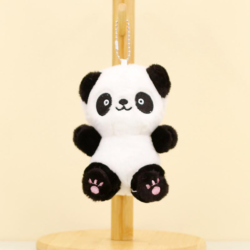 Charming Panda Keychain Plush Short Plush Stuffed Animal Bag Accessory