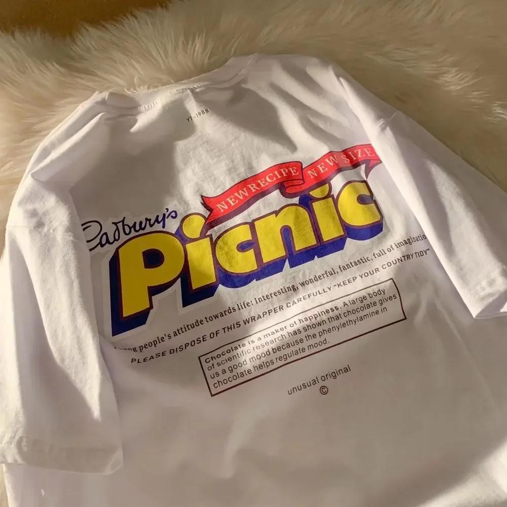 

Korean Summer Personalized Printed Graphic T-shirt New Men s Y2K Casual American Ins Round Neck Half-sleeved Sports Tops#Color S