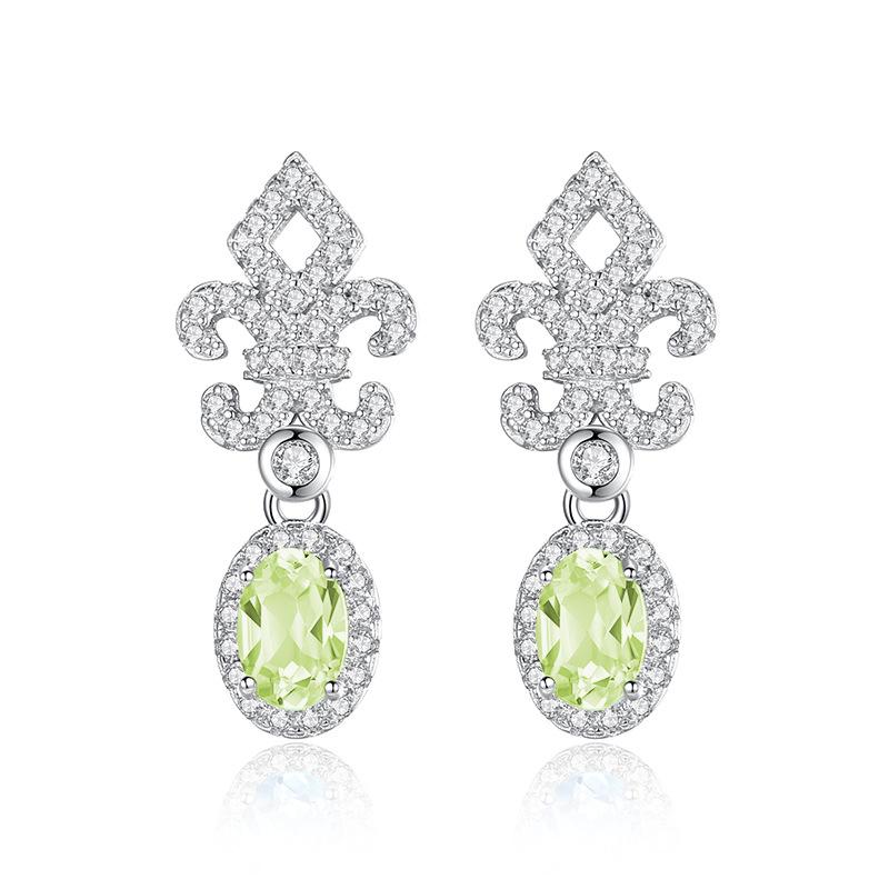 S925 Silver Earrings, Natural Garnet/Topaz Crystal Studs, Elegant Jewelry for Women