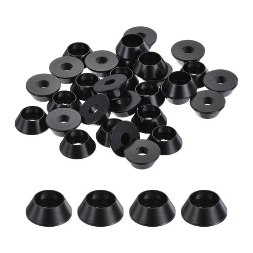 uxcell M4 Cone Cup Washer, Anodized Aluminum Gasket, Cup Head Washer, for Screws, RC/FPV/PC/Drone/Machine Accessories, Model Parts, 30pcs (Black)