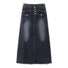Vintage Korean Style High-Waist Denim Midi Skirt for Women - Early Spring/Summer A-Line Bodycon