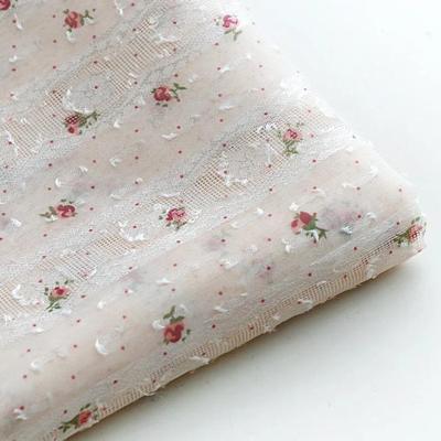 130 cm široký 1 yard/pozemek (ne bílé)Průsvitný šifon s potiskem květin Žakárová vyšívaná krajková látka DIY šicí šaty látková látka