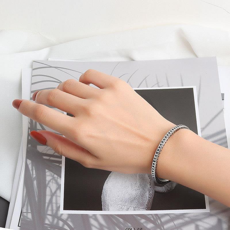 Silver Color Minimalist Dots Pattern Bracelet For Women Men Fine Jewelry Couple Present
