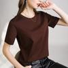 Skin-friendly support cool feeling double mercerized cotton slim fit solid color simple female slim short sleeve, white T