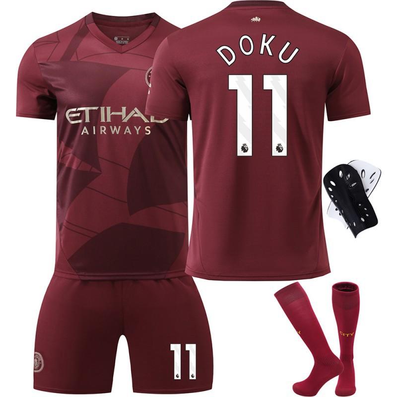 2425 Manchester City Jersey No. 9 Harland 17 De Braunet 10 Gralish Second Away Football Set