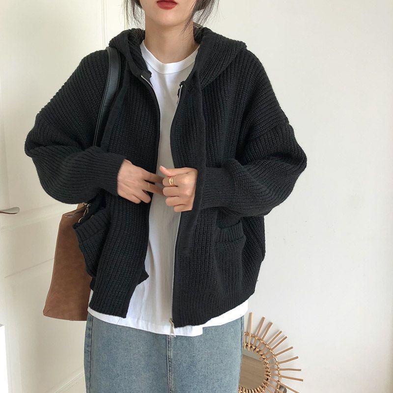 Women's Retro Loose Knit Hooded Cardigan - Autumn/Winter 2025