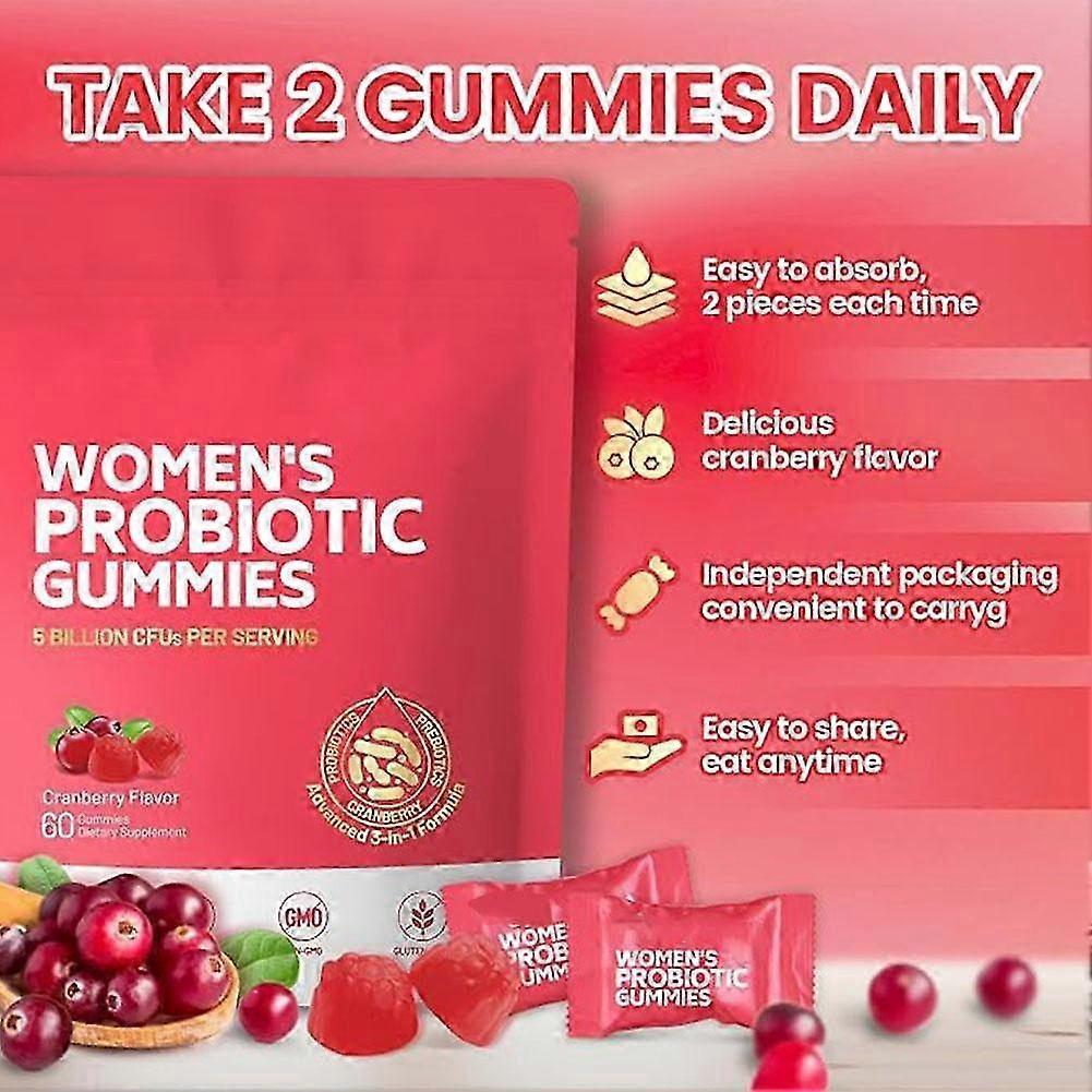 Cranberry Probiotic Gummies -Promotes Digestion & Gut Health, Relieves Bloating and Constipation, Immune System Health, Nutrition Gels & Chews