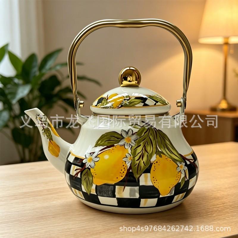 Vintage Emaliowany Ceramiczny Dzbanek na Wodę Zimny 1.5L 2.0L 2.5L Żaroodporny Kuchenka Gazowa Elektryczna Retro Styl Koreański