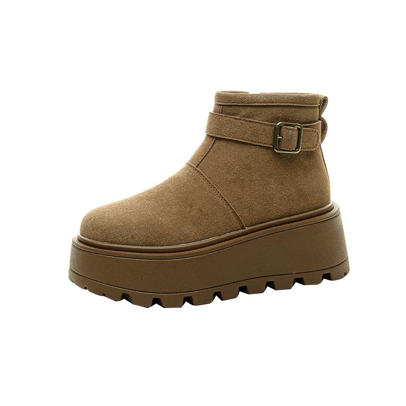 Automne et hiver nouvelles bottes de neige talon compensé chaussures montantes mates chaussures pour femmes plateforme décontractées chaussures en coton polyvalentes étudiants