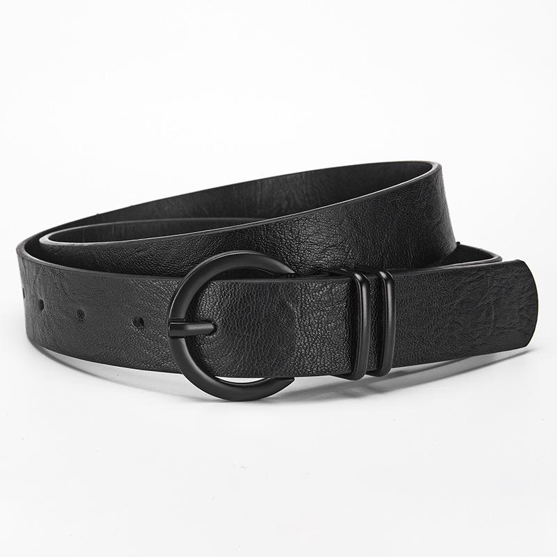 

Женский кожаный ремень с пряжкой-штифтом и узором «куриная лапка» — Повседневный и универсальный для джинсов 106*/2.8CM чёрный