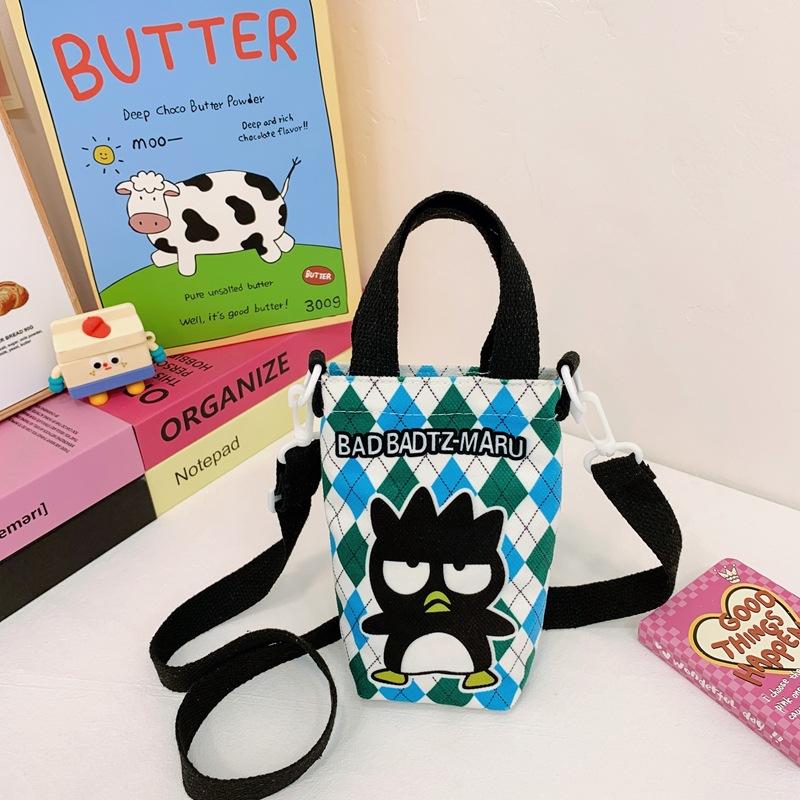 Fashion new children's bag cute girl large capacity water cup canvas bag baby shoulder messenger bag