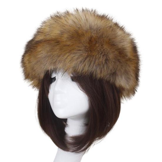 Women Hat Solid Color Faux Fur Headwear Brimless Empty Top Hat for Skiing