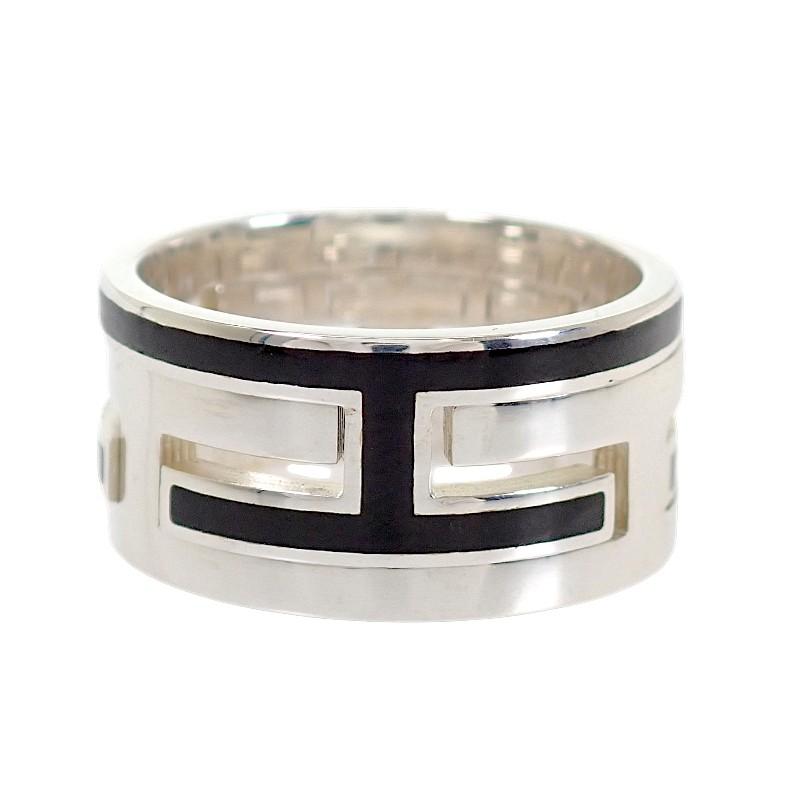 HERMES #12(JP Size) ring black Silver925 Women