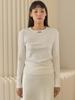 SORRY, TOO MUCH LOVE Fine Rib Long Sleeve Top_Ivory