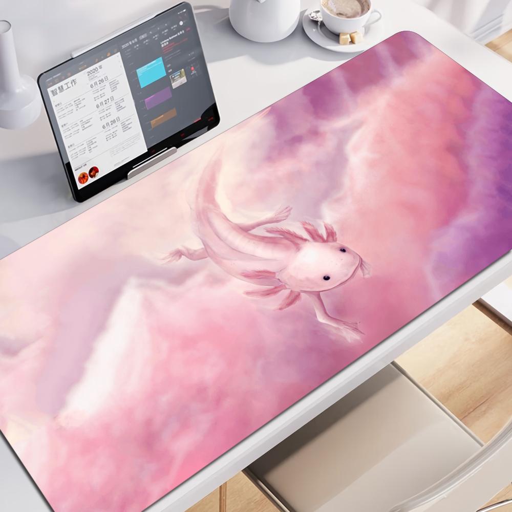 Roztomilý design axolotla Estetická velká podložka pod herní myš Podložka na kancelářský stůl Podložka pod počítačovou klávesnici Protiskluzové doplňky pro dekoraci kancelářského stolu