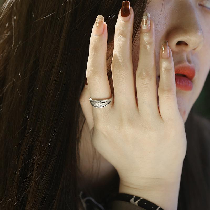 925 Sterling Silver Geometric Unique Fish Retro Rings for Women Bohemian Adjustable Open Vintage Ring For Party Birthday Gift