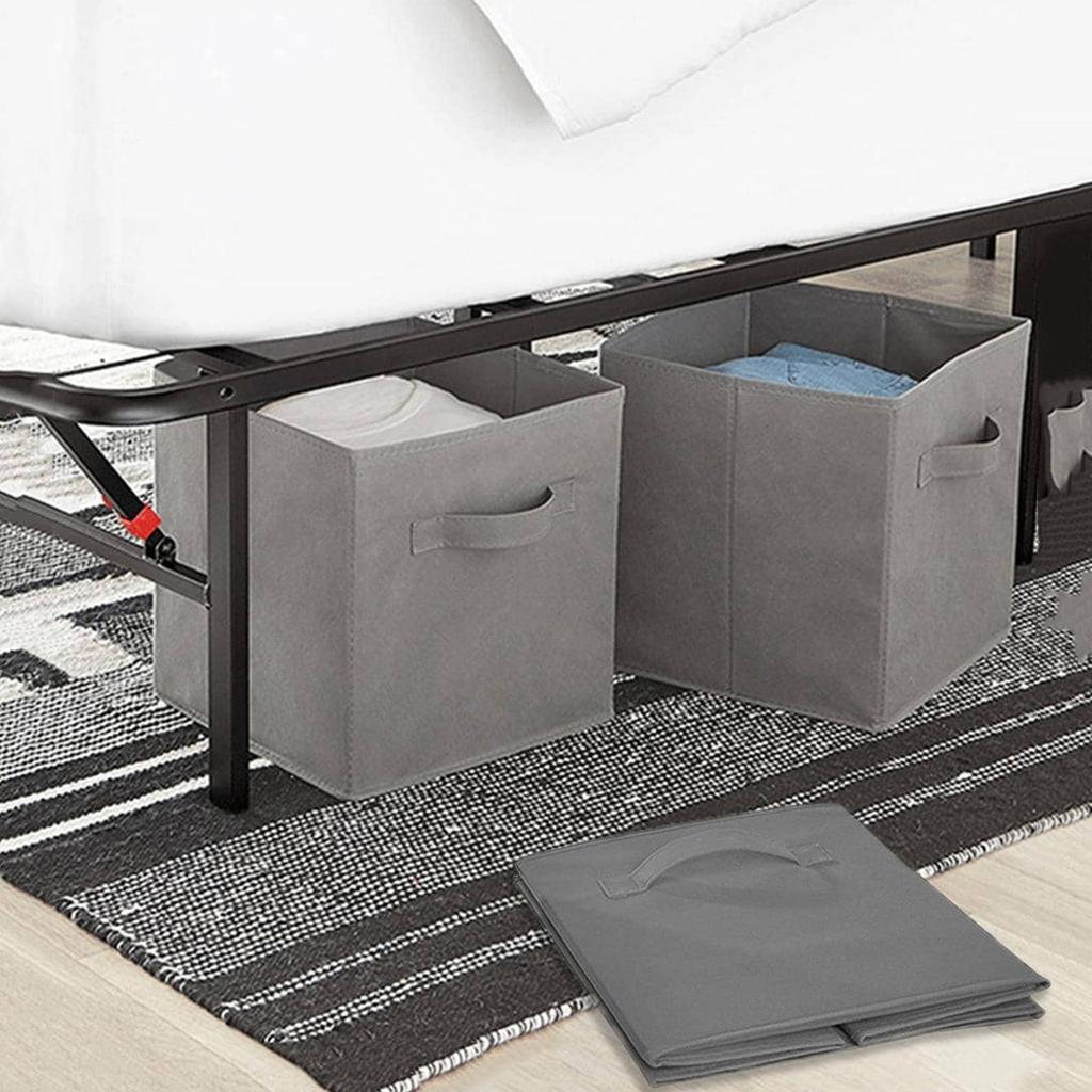 1pc - Grey uncovered square storage box with foldable fabric for household use, snacks, and miscellaneous items sorting basket