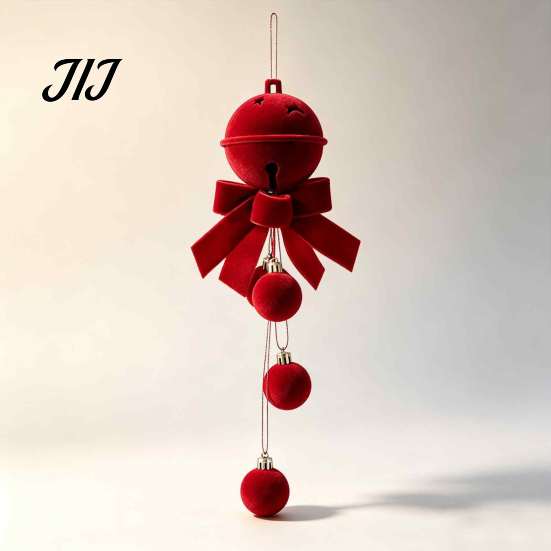 Flocked Christmas Bell Ornaments Nordic Velvet Ornament, Hanging Bells for Lanyard Pendants Tree Door Window Decor, Festive Holiday Home Decoration