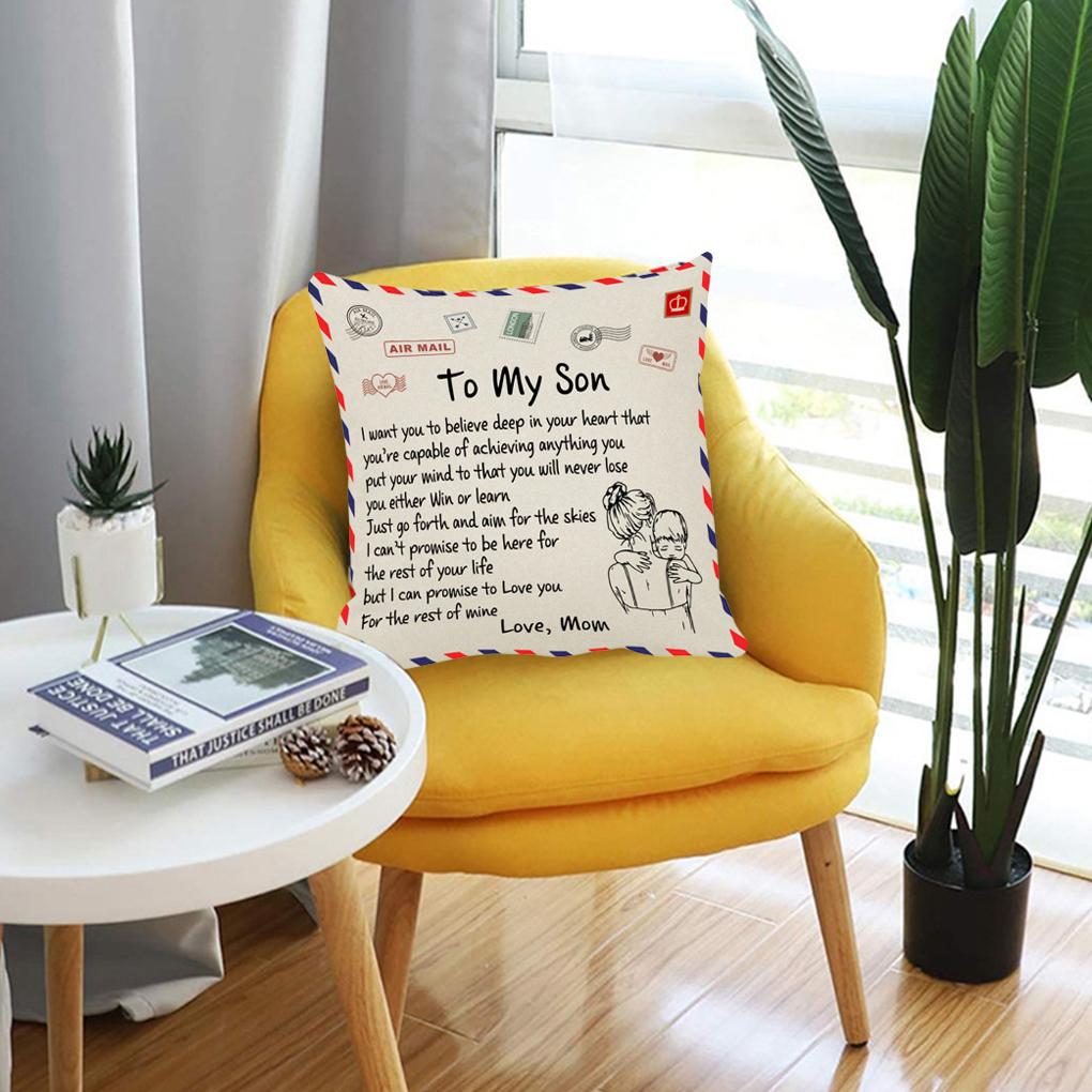 Pillow Cover Fiber Square Throw Pillow Cover Lettering Washable Sofa Cushion Case