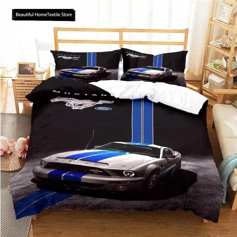 

Mustang Car Patern Soft Duvet Cover Set Beding for Aldult Young Boys Bed Linen Set Game Comfortable Quilt Cover Warm Comforter Cover Beding Set 100*200cm Single