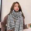 Unisex Knitted Plaid Houndstooth Tassel Scarf