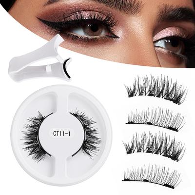 1Pair Magnetic Eyelashes Set Reusable Fluffy False Eyelashes And Tweezers Kit Natural Long Fiber Lashes Extension Makeup
