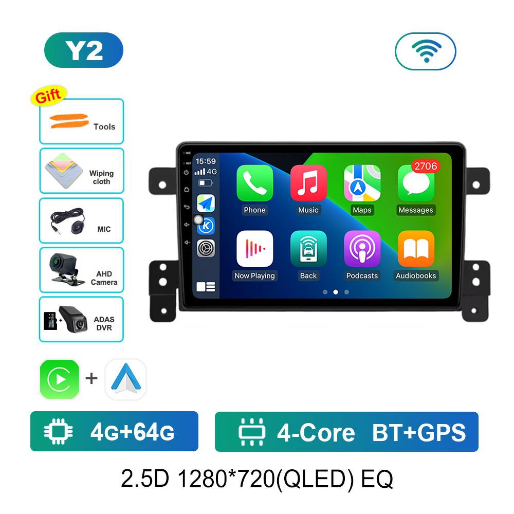 Car Video Multimedia Player DSP Stereo 2.5D Screen for Suzuki Grand Vitara 3 2005 - 2015 Navi GPS Android 14 WiFi BT Head Unit