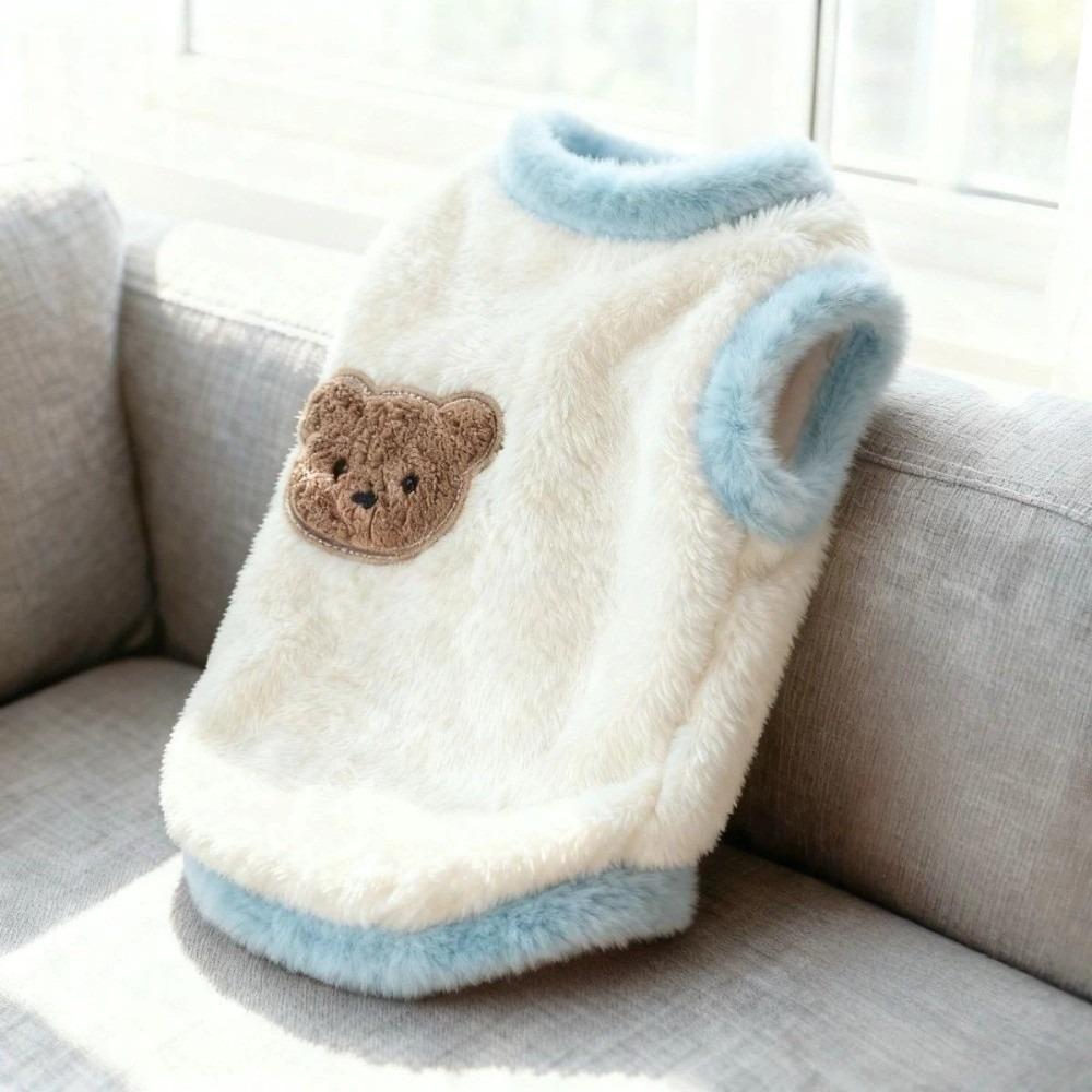 Teddy Style Dog Sweater Soft Plush Cat Hoodies New Puppy Winter Vest  Cold Weather