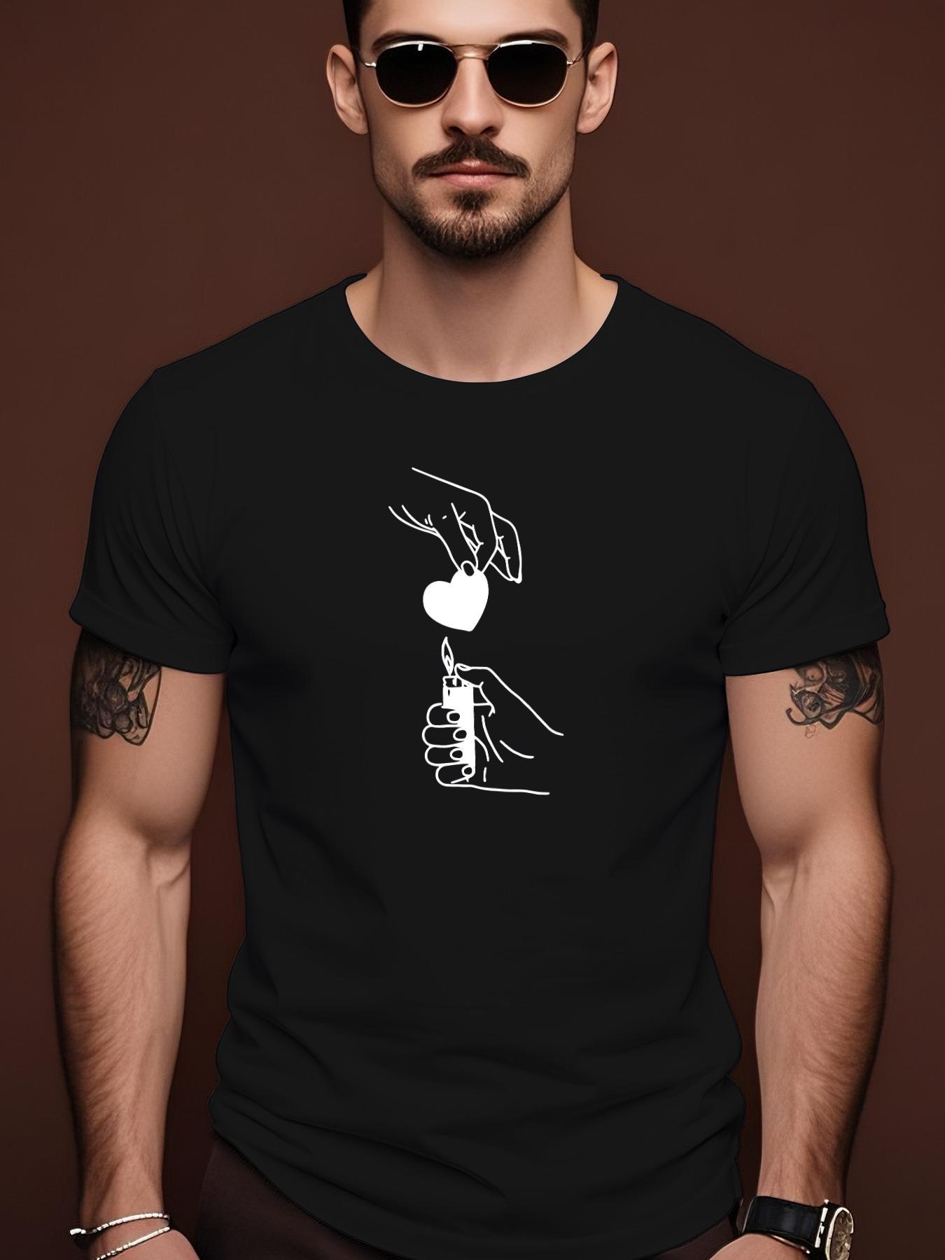 Summer Tshirt with Heart Lighter Graphic - Short Sleeve C... L