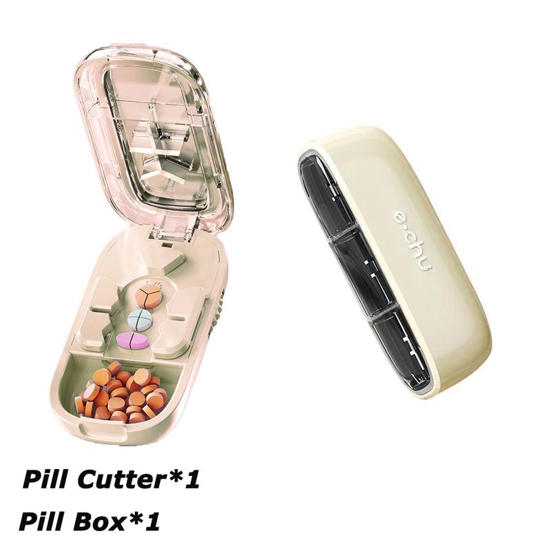 1/2 en 1/3 Verstelbare Pillensnijder Opbergdoos Draagbare Medicijntablet Medicijn Stofdichte Scheidingswand Organizer Vergruizer Pillensnijder