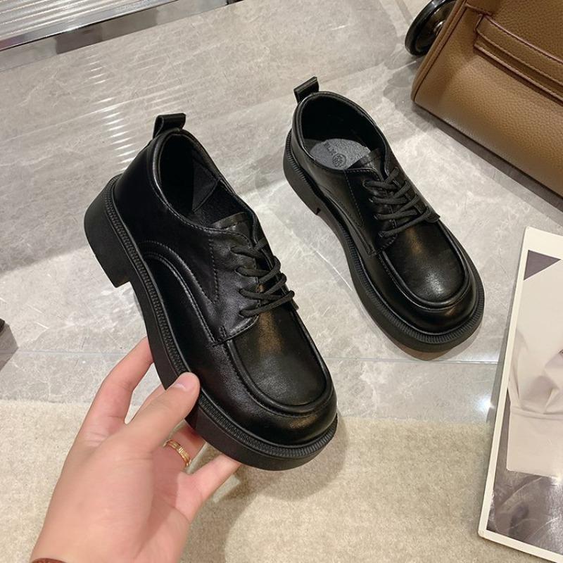 Hot Selling 2025 Women's Shoes Platform All-Match British Style Oxfords Female Footwear Retro New Preppy Leather Med Rome Fabr