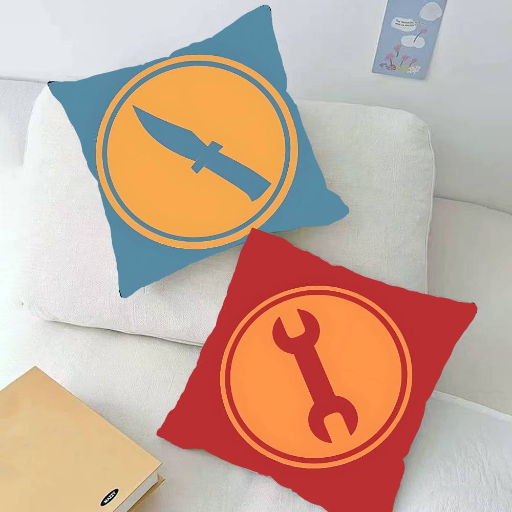 Game-T-tF2-Engineer-Explorer Red Blue TeamS Cool Throw Pillow Covers Pattern Cushion Cover Suitable For Sofa Bedroom Car Pillow