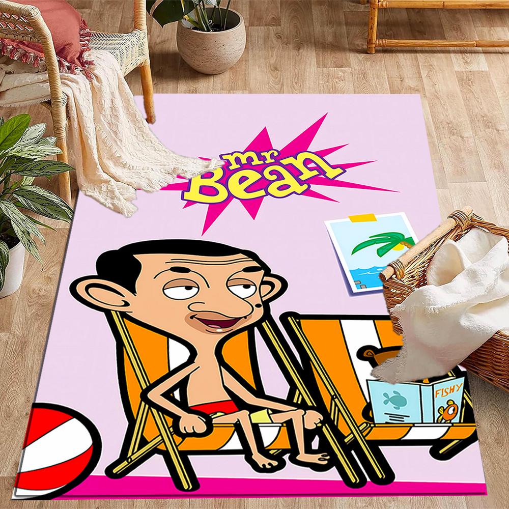 Mr Bean's Silly Adventure Themed Anti-Slip Rugs - Polyester Home Decor, Suitable for Bedrooms, Living Rooms, Doorways, Studios, and Decorations