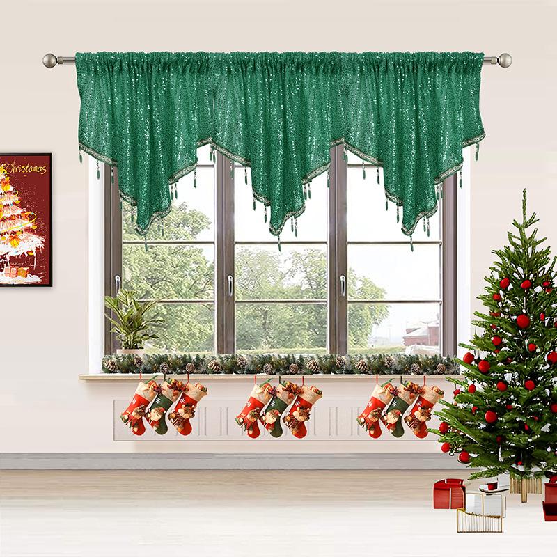 

Готовые шторы, Москитные сетки, Шторы с пайетками, Рождественские шторы 130*60 зелёный