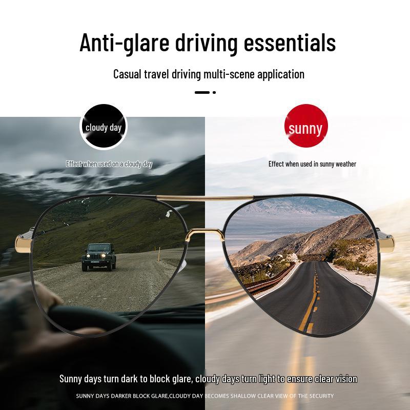 Men's Trendy Polarized Photochromic Aviator Sunglasses for Driving