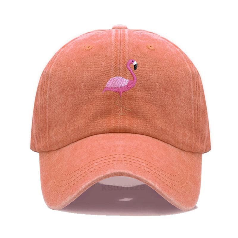 Animal Embroidery Flamingo Baseball Caps For Men Women Retro Soft Washed Cotton Dad Hat Snapback Cap Dropshipping