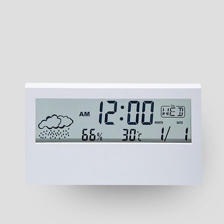 Nordic Transparent Silent Alarm Clock with Weather & Temperature Display for Bedroom