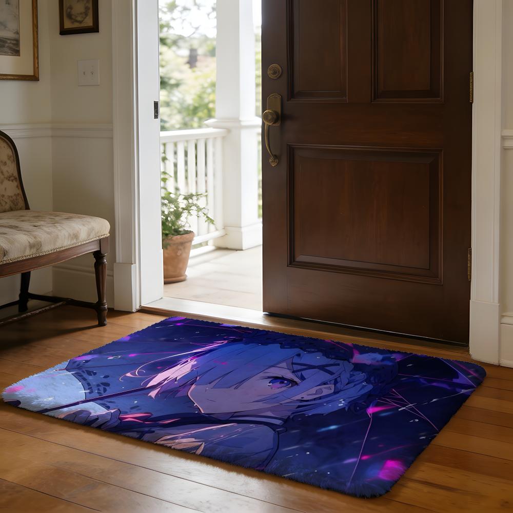 Fußmatte Weicher Flanellteppich Rutschfeste Saugfähige Matte für Badezimmer Schlafzimmer Heimdekoration Anime RE ZERO Hängend Bohemian