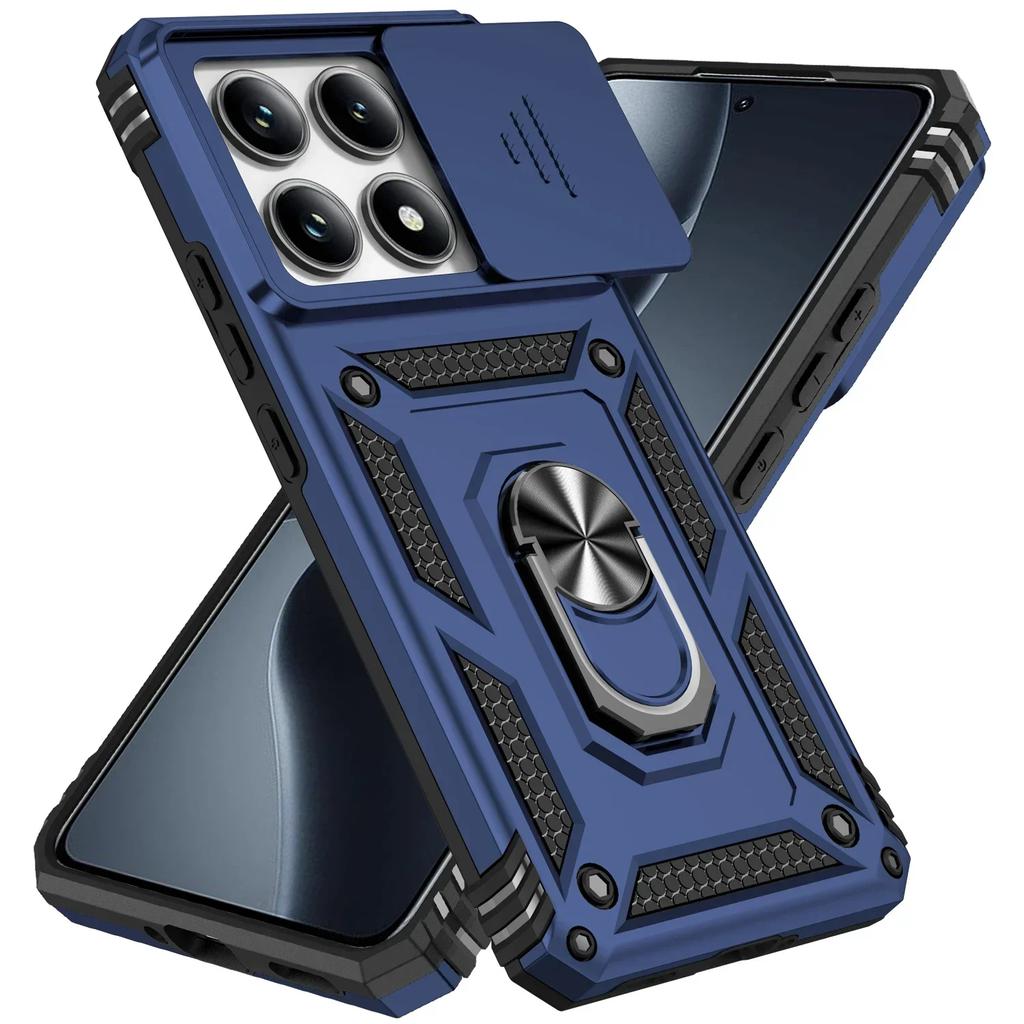 For Redmi Note 14 13 Pro 5G 4G Case Magnetic Ring Stand Rotating Slide Camera Lens Military Grade Armor Cover for Xiaomi 14T Pro