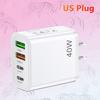 40W Phone Charger Head 2USB 2PD Fast Charging High Power Universal US Plug Travel Wall Charger Adapter for iPhone for Samsung for Huawei for Xiaomi