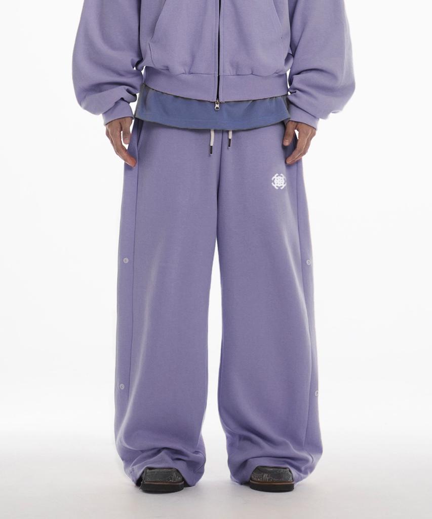 Paensyo Symbol Snap Wide Double Jersey Pants - Purple