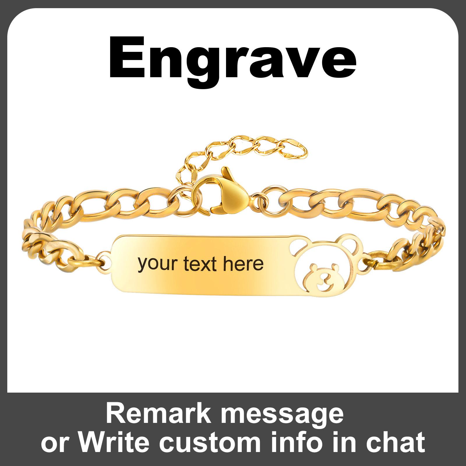 

Gold Plated Customzied ID Bracelet Baby Gift, Personalized Figaro Chain Name Bracelets For Kids Newborn Toddler Child Girl Boy