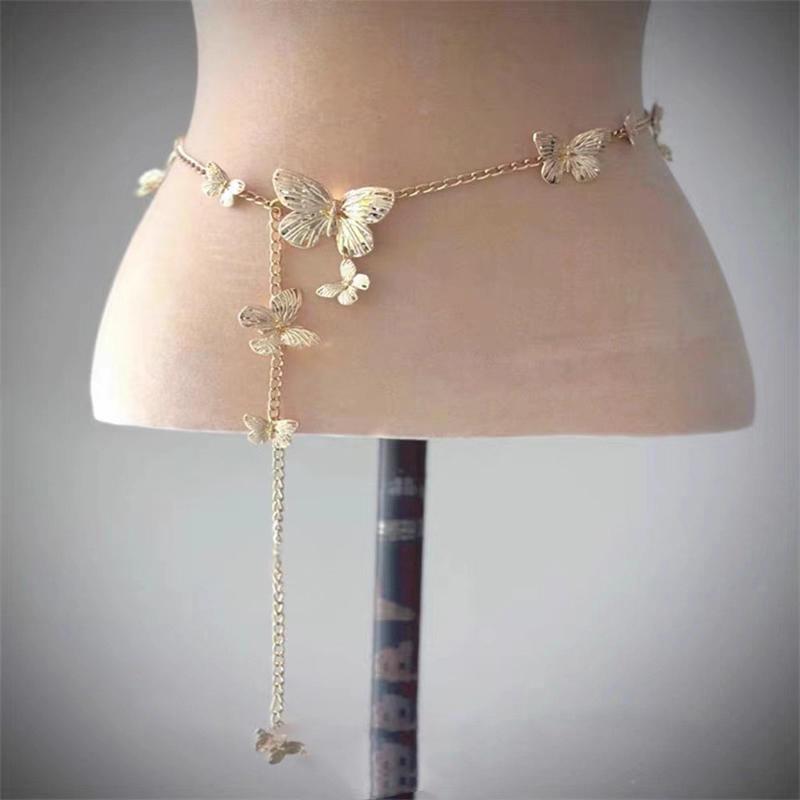 Fashionable Butterfly Tassels Waist Chain Trendy Sweet Body Chain For Women Girls Elegant Waist Chain Clothing Accessories Gifts