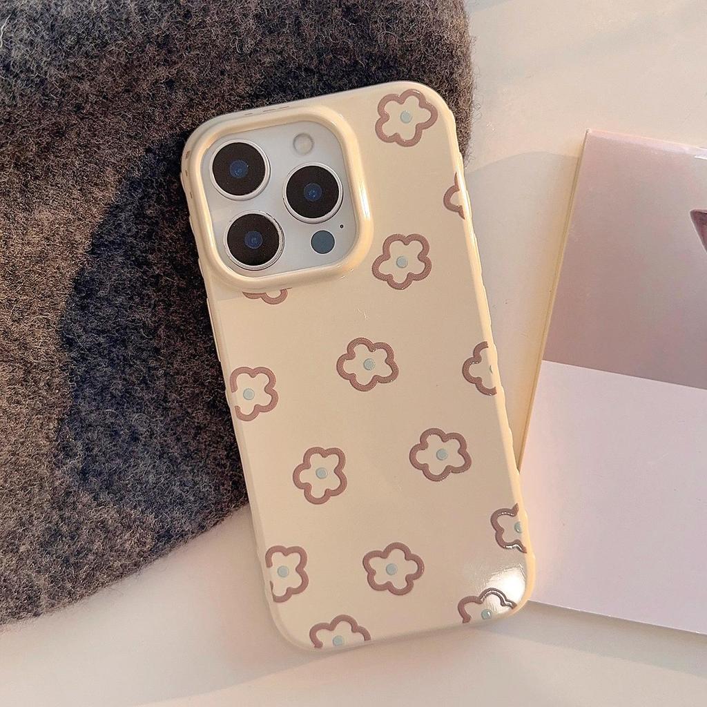 Květinový kryt na telefon s jemnými liniemi vhodný pro telefony Apple