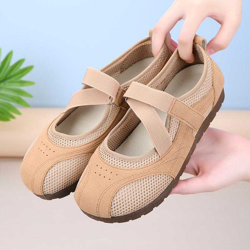 Summer new mesh Velcro shoes light breathable casual single shoes soft sole soft surface comfortable